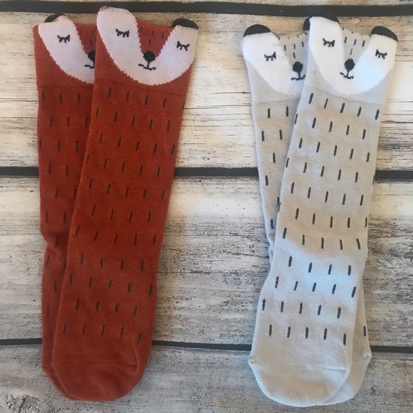 Brand New Set of 2 Pairs Fox Knee High Socks 0-12M - Picture 5 of 6